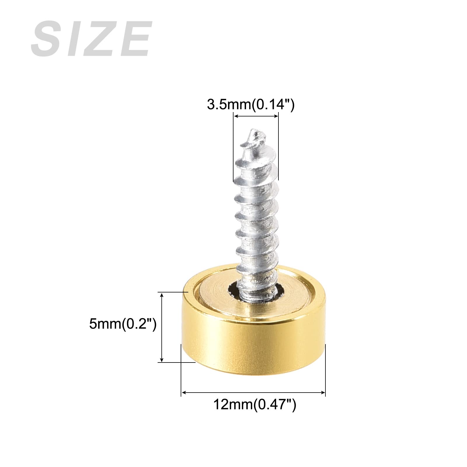METALLIXITY Mirror Screws (12mm/0.47) 28Pcs, Decorative Cover Cap Nails Brushed - for Sign Advertising Hardware, Construction, Silver Tone