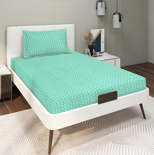 Image of RD TREND Presents Bedsheet for Single Bed Polycotton 210 TC, Size-60X90 Inches(152X228 CM), Single Bedsheet with Pillow Cover (18X28 Inches) Green
