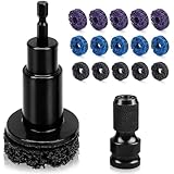 SOEKAVIA Wheel Hub Cleaning Kit, Brake Dust Remover Wheel Cleaning Automotive Tools Sets with 15 Pads,Holder and Adapte Fits for Power Drill or 1/2