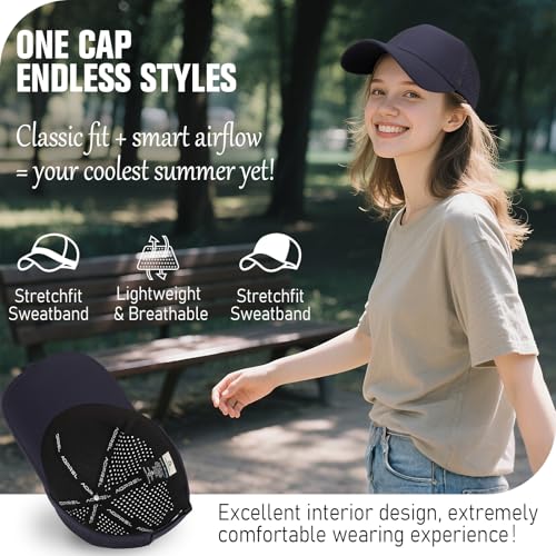 Image of AOPREL Baseball Cap Breathable Mesh Golf Hat Quick Dry Adjustable Baseball Hats for Men and Women Sport Running Workout