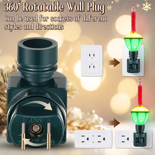 Image of Sumind 9 Pieces Christmas Bubble Lights, Traditional Vintage Night Lights with E12 Candelabra Base, Colorful Fluid Christmas Bulbs with Swivel Plug in Base(Green)