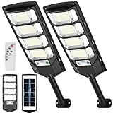 MATEPLUS Solar Lights Outdoor 2 Pack, 320° Wide Angle Street Lights Outdoor Waterproof, Solar Flood Lamp with Motion Sensor & Remote Control 12000LM for Yard, Parking Lot
