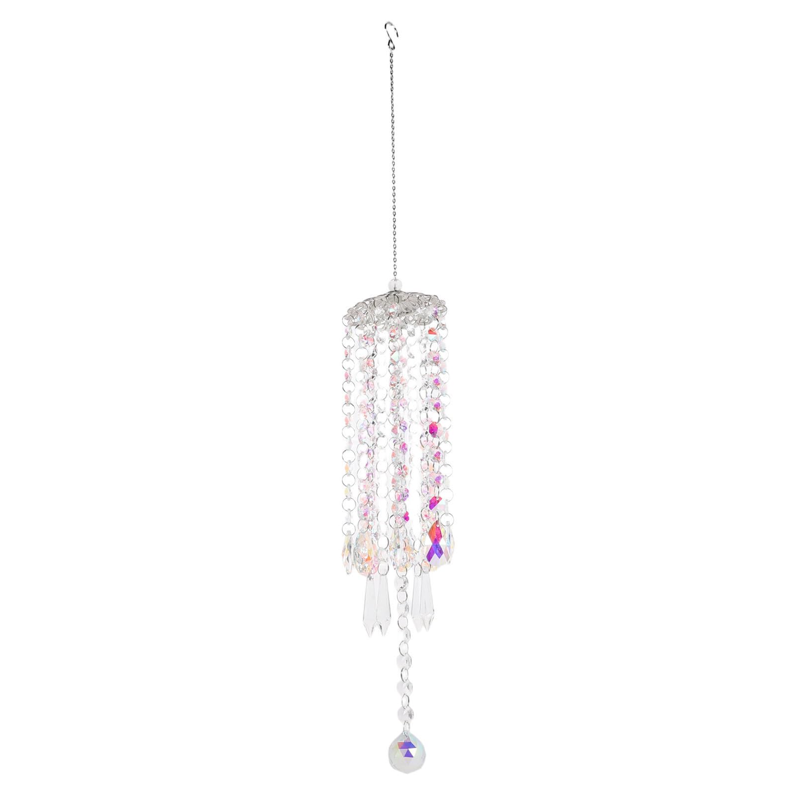 Carillon à vent en cristal coloré de 65 cm pour la décoration suspendue extérieure