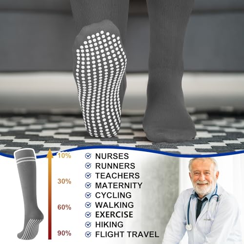 3 Pair Non Slip Compression Socks for Women Men 20-30 Mmhg Anti Skid Graduated Compression Socks2