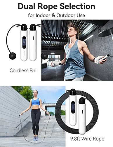 Momax Smart Jump Ropes For Fitness, Cordless Skipping Rope With App Data Analysis, Adjustable Workout Jump Ropes With Counter, Digital Jump Rope For Men Women Kids, Indoor Outdoor Home Gym Exercise #TOP1