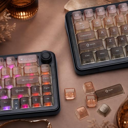 Image of dagaladoo Clear keycaps Set,Translucent Keyboard keycaps,Jelly Key caps | Shine Through keycap,MDA Profile Custom keycaps for Mx Switches Mechanical Keyboard(Gradient Brown,115-keys)