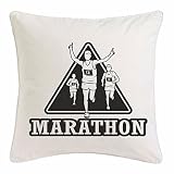 Reifen-Markt Funda de Almohada 40x40cm Marathon Marathon Corredor de maratón EE.UU. Camisa Marathon Media MARATÓN DE San Diego California Atletismo Marathon Microfibra en Color Blanco
