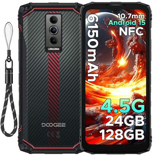 DOOGEE Blade10 Energy Movil Resistente Android 15, 24GB RAM+128GB ROM (TF 2TB), 6,56' HD+90Hz Teléfono Móvil irrompible 4.5G 6150mAh Batería, Octa Core, 16MP, Widevine L1/IP68IP69K/GPS/Face ID/NFC