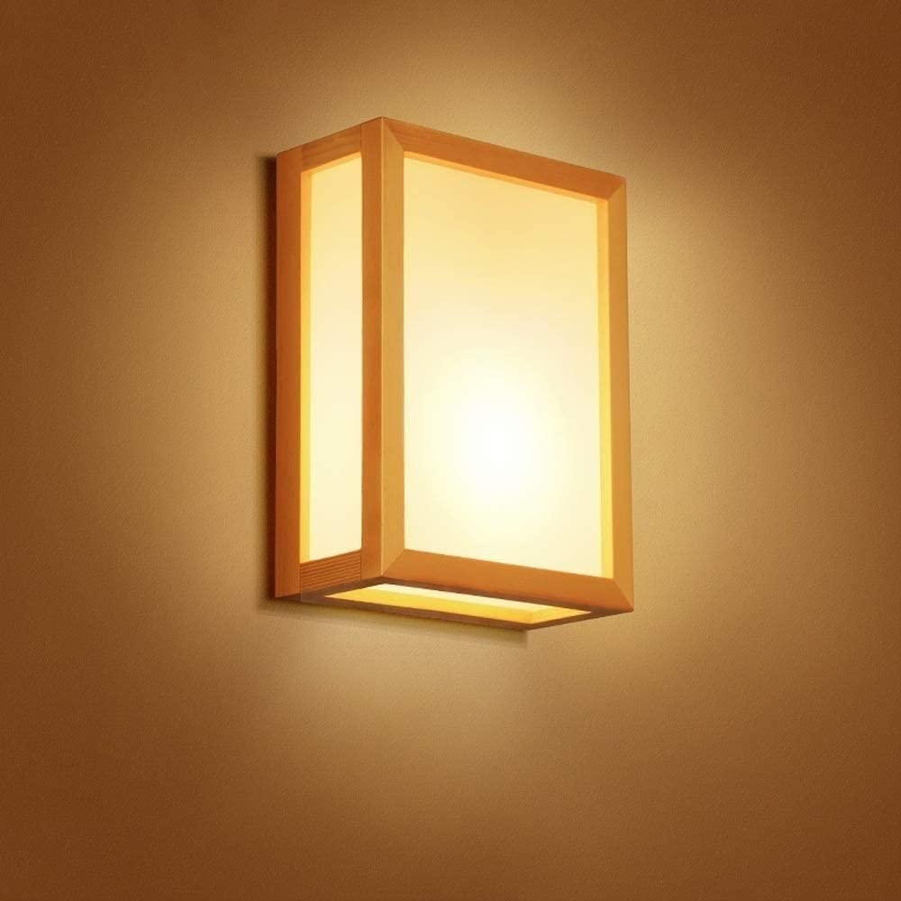 HUAYUSEDF Modern Scandinavian Style Solid Wood Wall Sconces with 2xE27 Sockets Indoor Lighting Fixture for Bedroom Living Room Aisle and Study