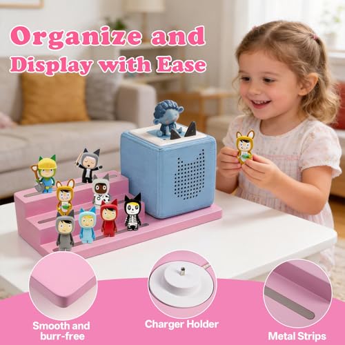 Image of for TonieBox Shelf, 3-Tier Tonie Shelf Come with Pink Carrying Bag Toni Shelf Compatible with Toniesbox 1 and Toniesbox 2 Desktop Display Storage Rack for 15 Tonies Figures(Pink)