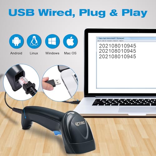 Lecteur QR code 1D PDF417 Data Matrix haute précision avec connexion USB filaire pour écran