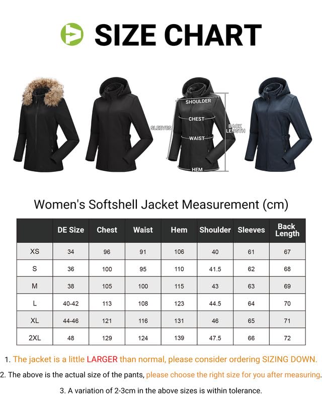 Outdoor Ventures Damen Softshelljacke Kurze Gefütterte Funktionsjacke Wasserdichte Übergangsjacke mit Abnehmbarer Kapuze Regenjacke Outdoor Regenmantel Softshellmantel für Wandern Laufen Oliv-Grün L