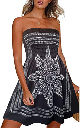 Image of CHICGAL Summer Dresses for Women Beach Cover Ups Strapless Boho Floral Print Sundress 2026