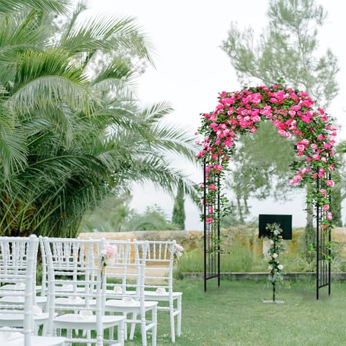 Arbuxzuy 83in Steel Garden Arch Arbor Trellis for Climbing Plants Outdoor,Yard,Garden,Climbing Plants 7ft Decorative Wire Lattice,Outdoor Wedding Arch(Black)