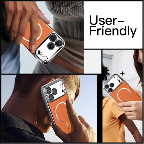 Coque iPhone 17 Pro Max en cuir véritable marron élégante et rigide - 5