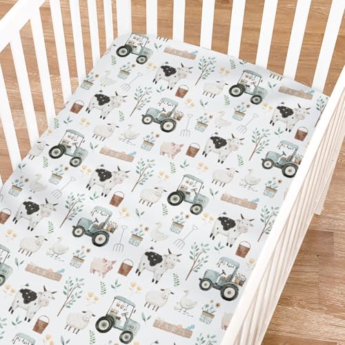 Boho Farm Animals Life Fitted Baby Crib Sheets Boy Girl 52