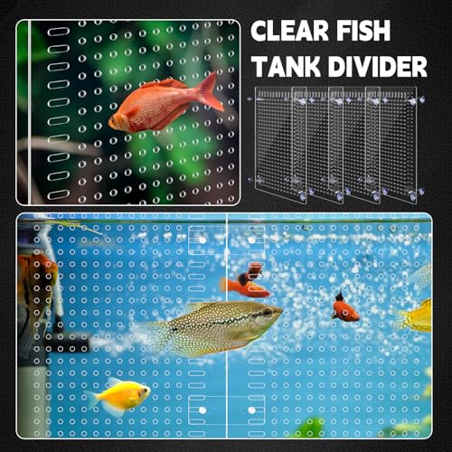 Image of Nuanchu 4 Set Acrylic Fish Tank Divider 17 x 10'' Aquarium Divider Kit Splicable Flexibly Aquarium Divider with Suction Cups Accessories Splicing Board for 30 /40 /50 /65 /75 /90 /125 /150 Gallon Tank