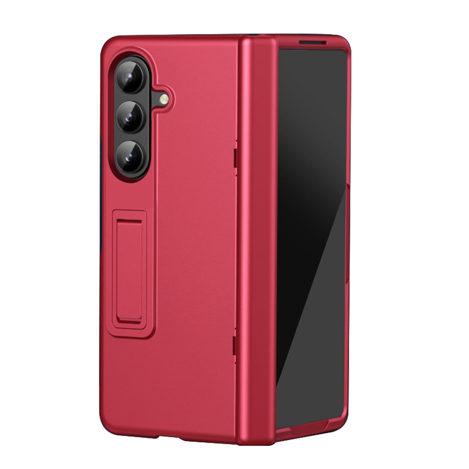 MFAOSHI Kickstand Case for Samsung Galaxy Z Fold 8 Ultra, All-inclusive Tempered Glass Screen Hinge Protection Case Frosted Shockproof Cover,Red,Fold 8 Ultra