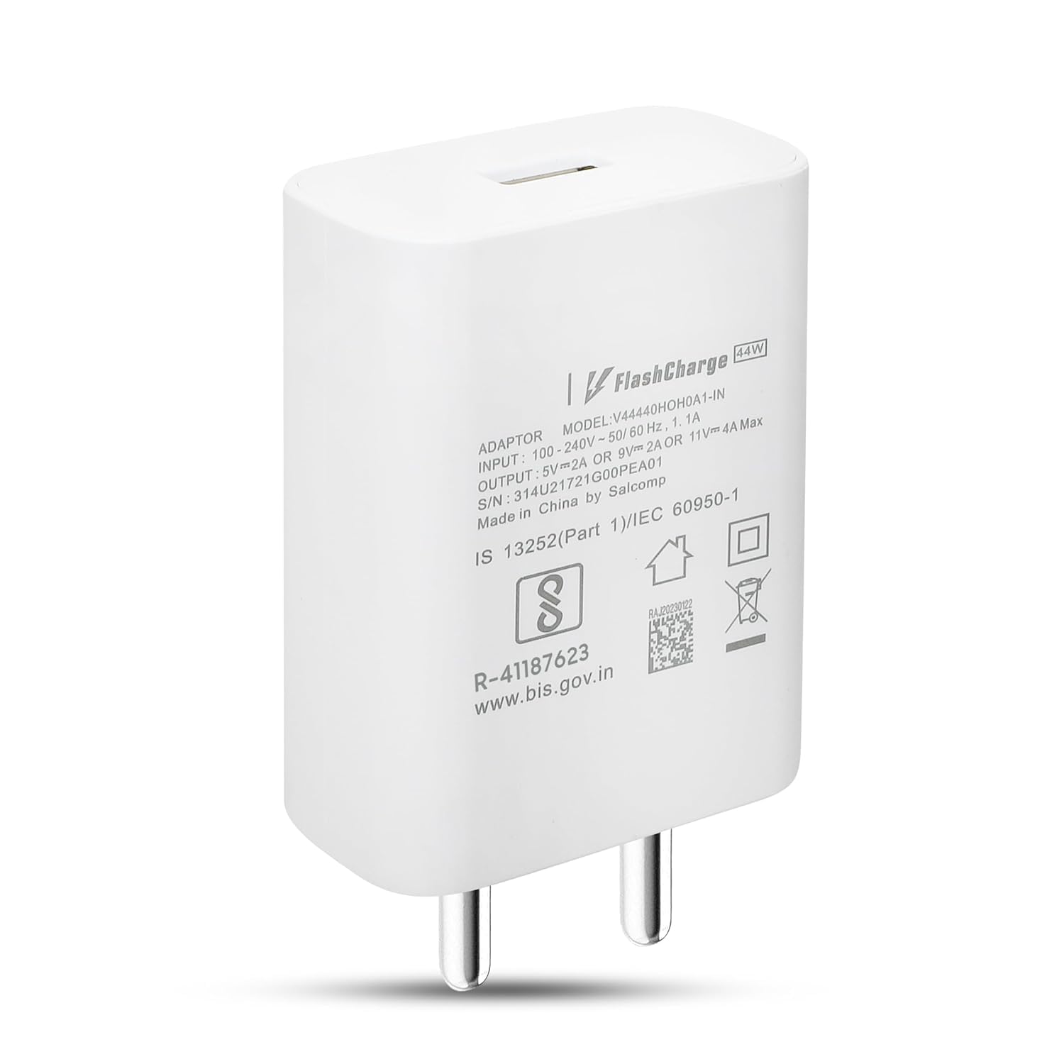 Vivo 44W Type C Flash Charging Adapter Compatible with Vivo T3 Ultra, T3 Pro, T3 Lite, T3X, T3, T2, Y29, Y300, Y18T, Y300+, iQOO 13, 12, Neo9 Pro, Z9s, Z9s Pro 44 Watt Fast Charge Adaptor, White