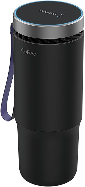 Philips GoPure GP5611 Cup Holder Car Air Purifier with UV Filtration and HESAMax Technology
