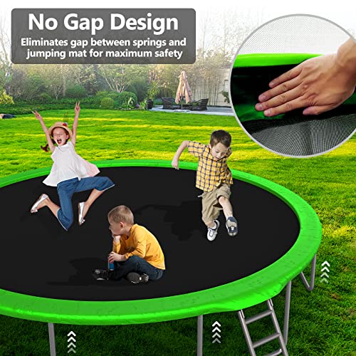 Lyromix Upgraded 16FT Trampoline with Lights, Large Outdoor Trampoline with Sprinkler,Basketball Hoop and Net, Capacity for 5-8 Kids and Adults, Teal Blue - Thumbnail 6