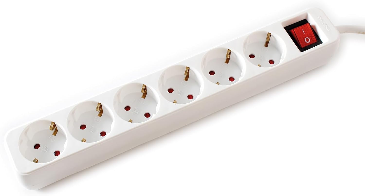 Power Strip 6-way With Switch. CEE7/4 Outlet
