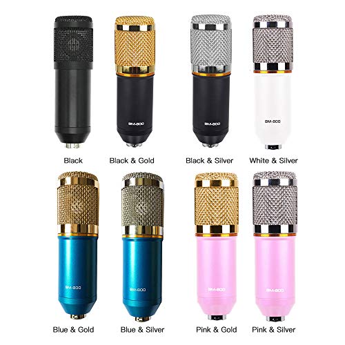 lifcasual BM-800 Microfone condensador USB Placa de som montada em suporte definido para gravação de