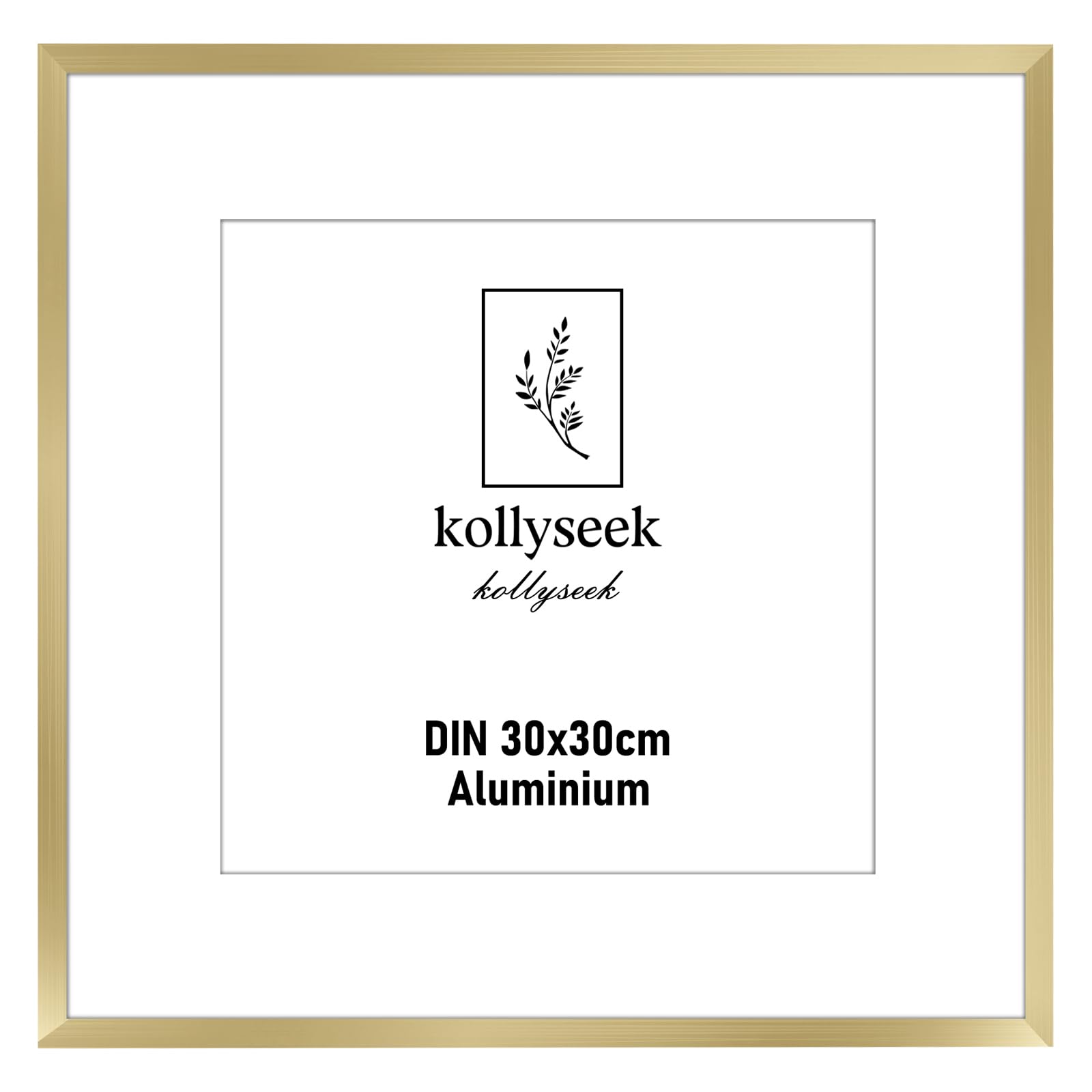 kollyseek Photo Frame Aluminum 30x30cm Metal Poster Frame with Shatterproof Acrylic Glass 12x12in Modern Display Picture Frame with Mount for Table Top/Wall Mounting (Gold)