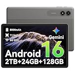 Tablet 11 Inch,Android 16 Tablets Built-in Gemini AI,24 GB RAM,128 GB Storage,Octa-Core T7250 Processor,90Hz Display,8000 mAh Battery with OTG Reverse Charging,for Remote Work and Home Entertainment