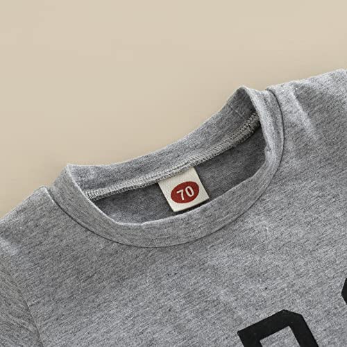 Baby Boys Clothes Sets Short Sleeve Letter Printed T-Shirt Tops + Solid Color Short Pants (X-Grey, 0-3 Months) #TOP3