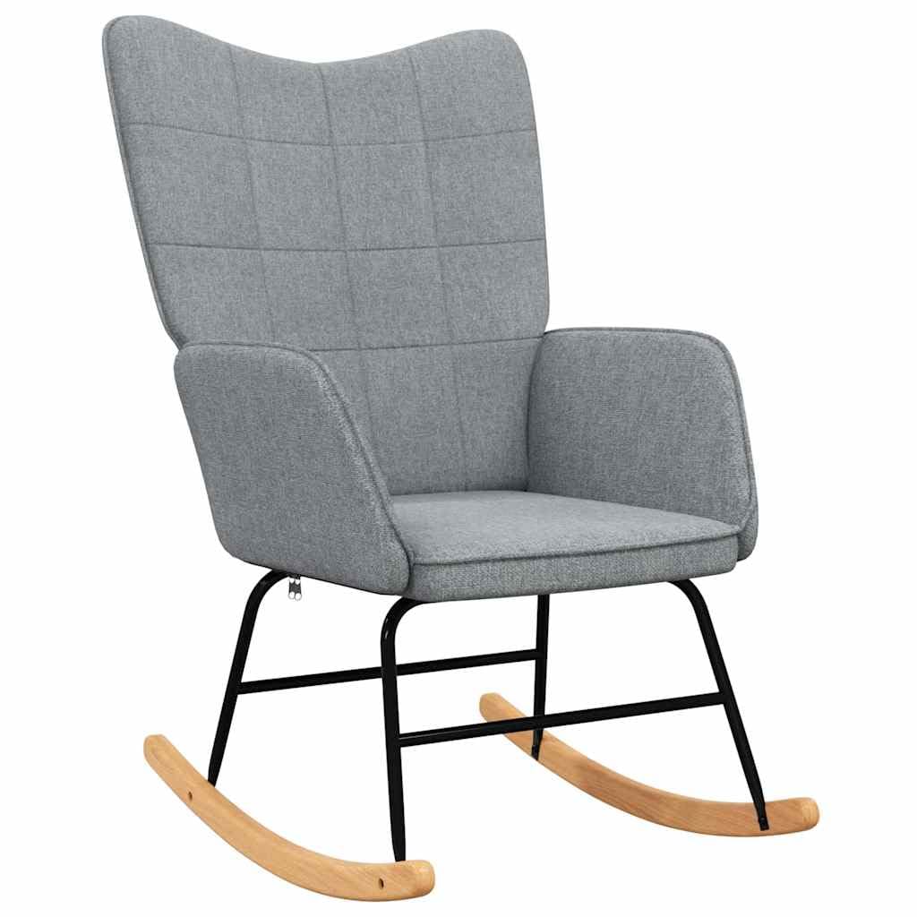Sillón mecedora con taburete, tejido 100% poliéster, acolchado, asiento con estructura de madera de caucho y marco de acero, silla de relax con función basculante para salón, dormitorio