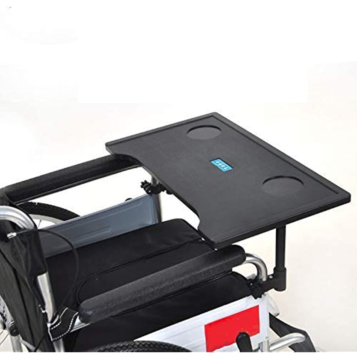 Mesas de silla de ruedas de plástico antideslizante para escribir, leer y comer, con barandillas estándar conectadas y sillas de ruedas de escritorio (para sillas de ruedas de 16 - 18 pulgadas)