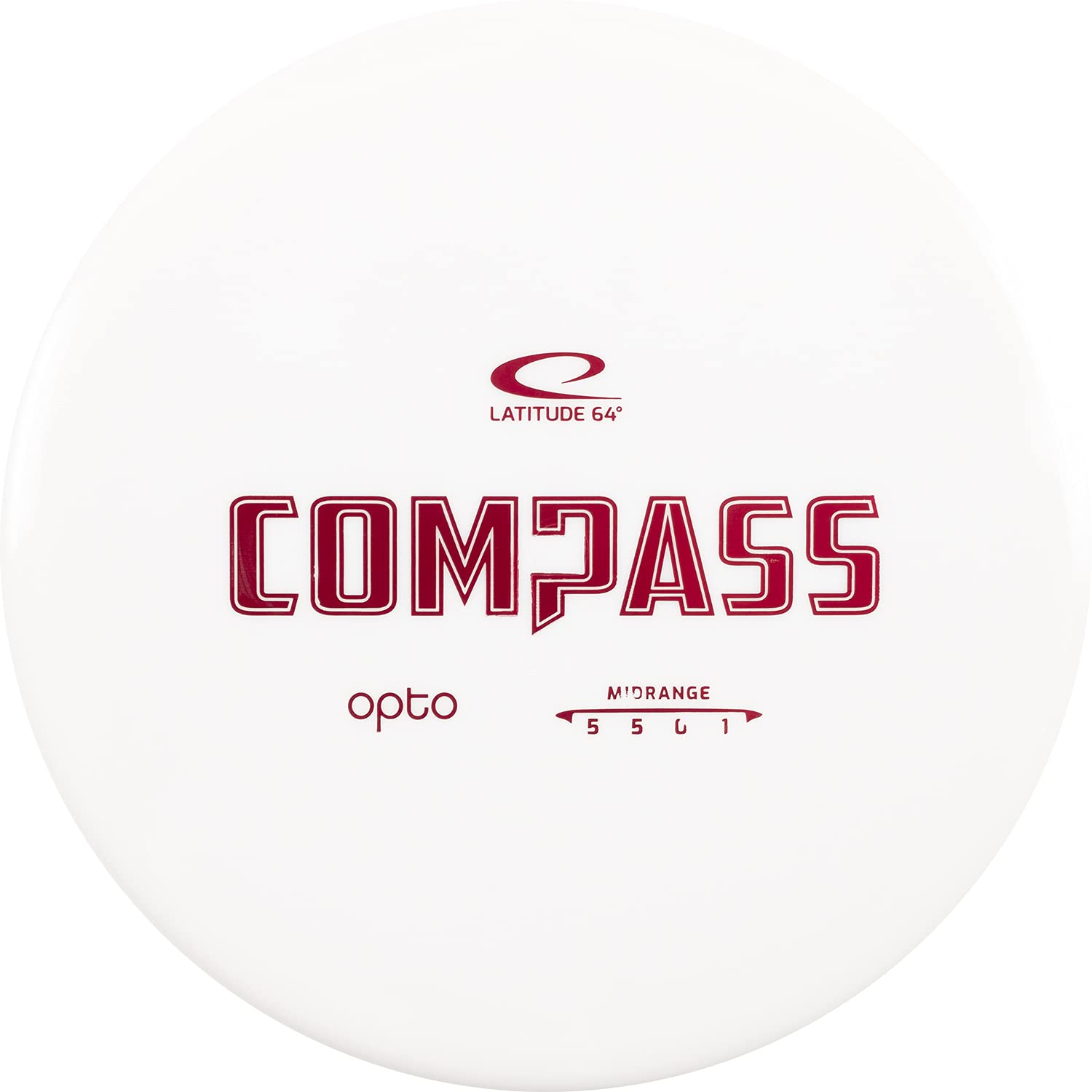 Latitude 64 Opto Compass Disc Golf Midrange Disc | Stable Frisbee Golf Midrange | 170g Plus | Straight Flying Frisbee | Stamp Colors Will Vary (White)