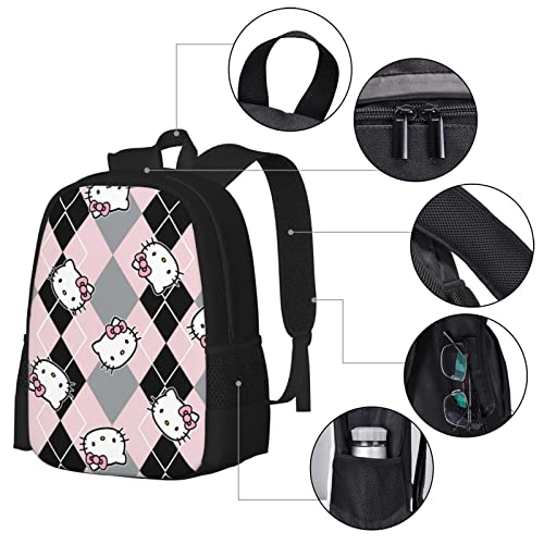 Cartoon Cute Cat Pattern Kids Backpacks Set For Girls School Backpack With Lunch Box Pencil Case #TOP4