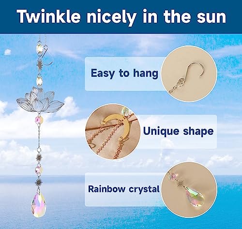 Sonnenfänger Kristall Fenster,6 Stück Lotus Perlen Anhänger Deko,Fensterdeko Hängend,Kristall-Sonnenfänger,Regenbogen Sonnenfänger Kristal,Regenbogen Kristalle Anhänger,Zuhause... – Bild 3