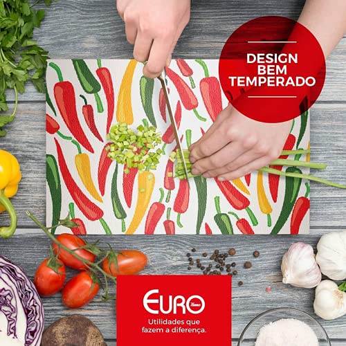 Tábua de Vidro 40 cm Decoração Pimentas, FH13009, Euro Home