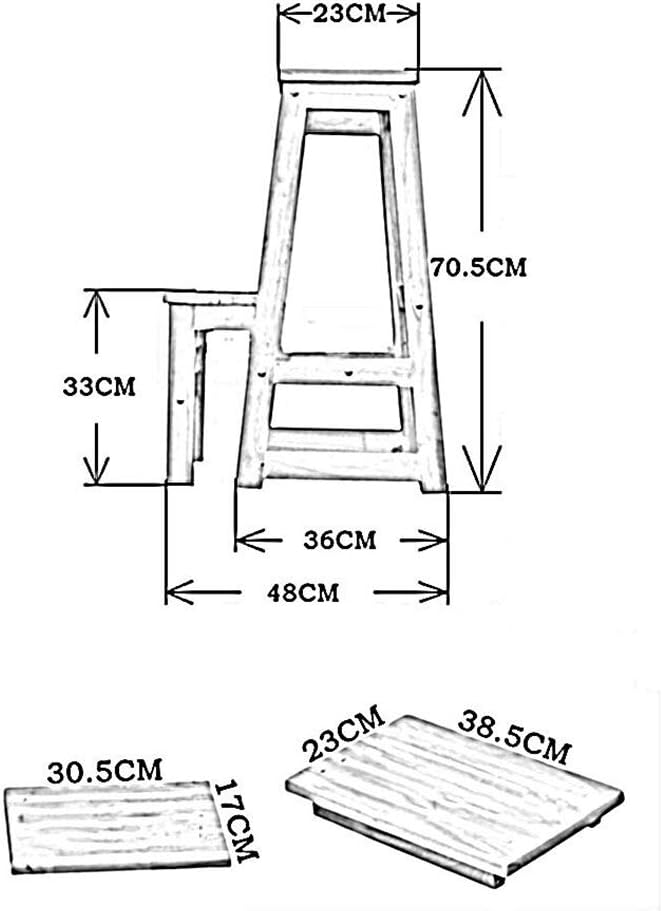 Stepladders Folding Ladder Stools Stairs Solid Wood Flower Stand Bathroom 2-Step Stool Durable, 2 Colors (Color : Wood Color)