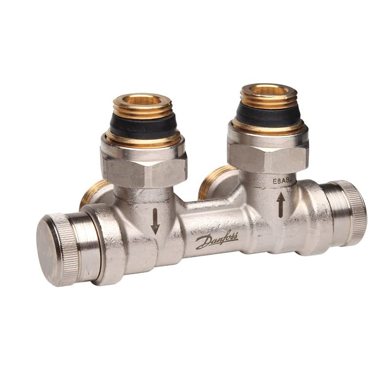 Danfoss - Corps de robinet - Répartiteur auto-équilibrant RLV-KDV pour radiateur Femelle 1/2" (15/21) mural entrée droite - raccordement Mâle 3/4" (20/27) -