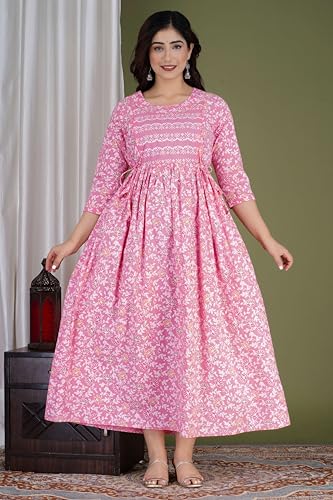 Image of Maternity Feeding Kurtis for Women Cotton - Zip Access Nursing Dress | Comfortable Pregnancy Wear | Stylish Feeding Kurti | Soft Cotton Maternity Dresses for Womens
