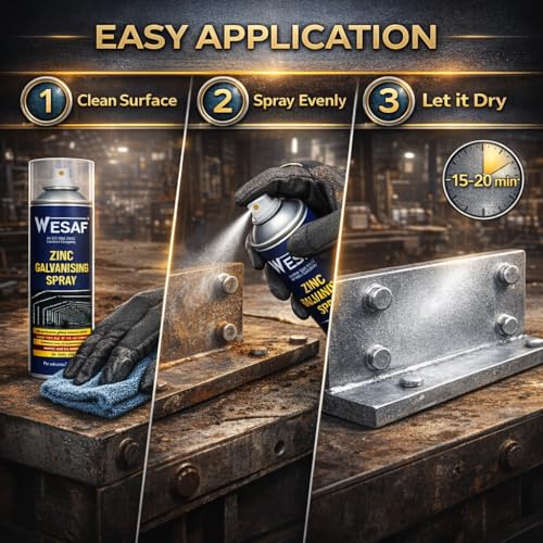 Image of Wesaf Zinc Spray 493ml /350g | Zinc Spray Galvanized Paint for Bright Silver Coating on Metal Surface | Anti-Corrosion and Weather Resistance for All Types of Metal Surface (Grade - 5060)