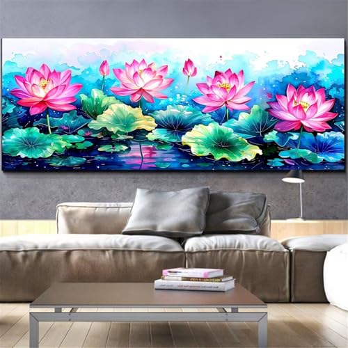 Peinture diamant fleur de lotus Mefooge 80x160cm kit complet cristal strass