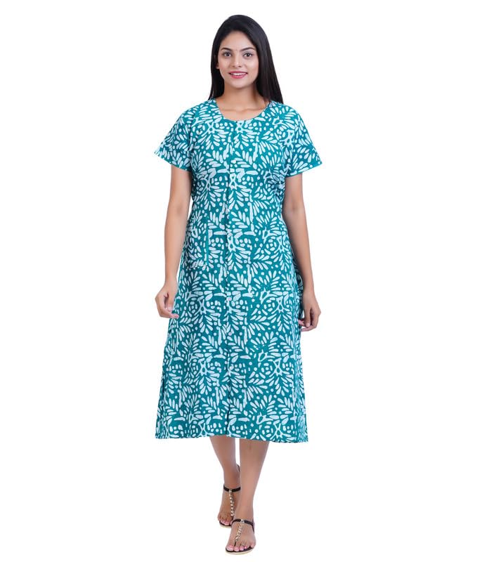 Image of MENMAII Women's [Size - L- 4XL ] Full Open /Front Buttoned [a Kind of Adaptive Clothing] Multipurpose Nighty for Maternity /Pregnancy /Elderly /Patient /Feeding /Hospital Purpose Nighty(4XL) - Calf Length