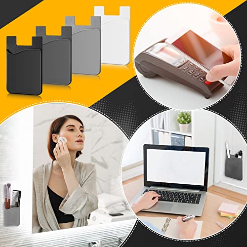 24 Pieces Cell Phone Wallet, Silicone Stick On Card Holder, Back Phone Adhesive Back Of Cell Phone Wallet For Credit Card, Id, Business Card, Compatible Works With Most Smartphones (Vintage Color) #TOP6