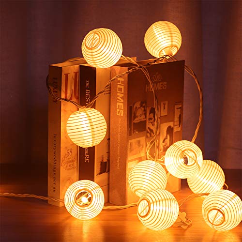 Tigomoov Plug In, Outdoor 9.83Ft Pack Of 10 Nylon Lantern String Lights For Patio, White Lights String For Bedroom(Lanterns Need Simple Assembly) #TOP7