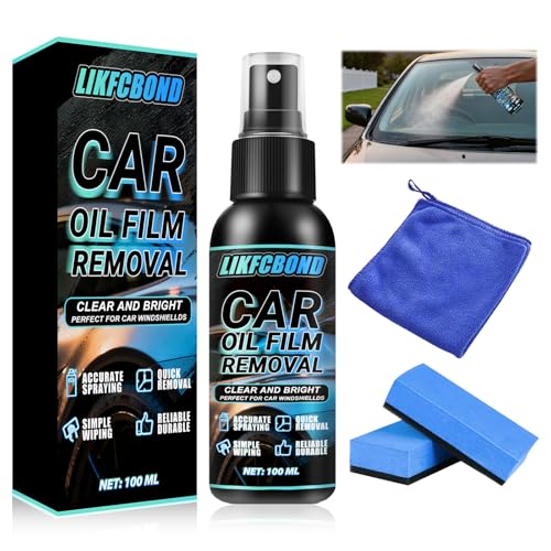 LIKFCBOND Nettoyant Vitre Voiture, 100ML Automobile Film Oléophobe, Nettoyant Film D'Huile, Clair Et Lumineux Sans Condensation, Nettoyant Pour Pare Brise De Voiture, Vitresvoiture et la Miroirs