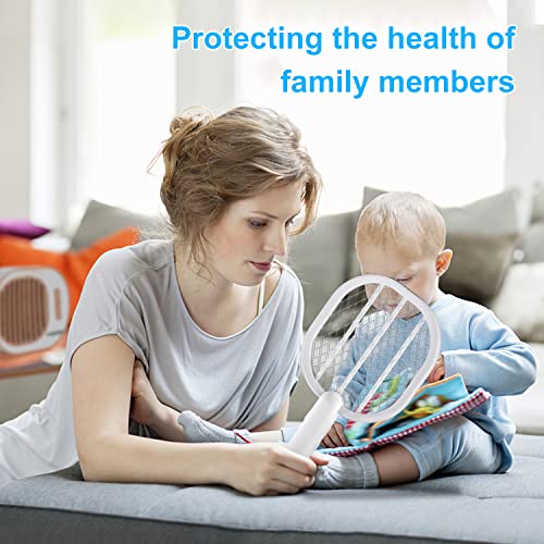 Electric Fly Swatter Racket, Fieemoo 3 In 1 Electric Bug Zapper Racket With Type-C Rechargeable Base, Dual Modes Mosquito Swatter With 3-Layer Safety Mesh For Home Office Patio Camping #TOP4
