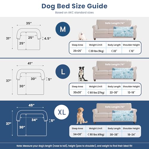 Image of Calming Dog Bed for Couch with Tie-Dye Pattern, 45x37 Inch, Blue