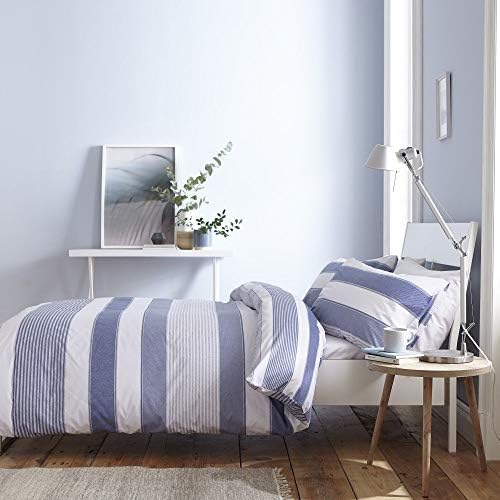 Catherine Lansfield Newquay Stripe Easy Care Single Duvet Set Blue