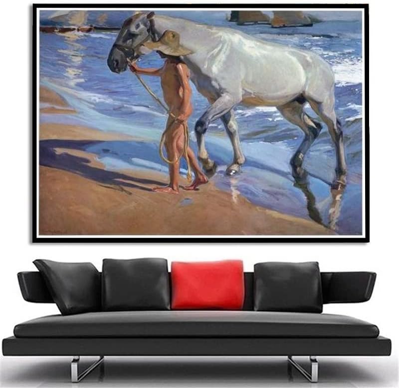 Miniatura 2 de Pintura de números para adultos que lavan el caballo pintura por Joaquin Sorolla Kit de pintura por números sobre lienzo para principiantes