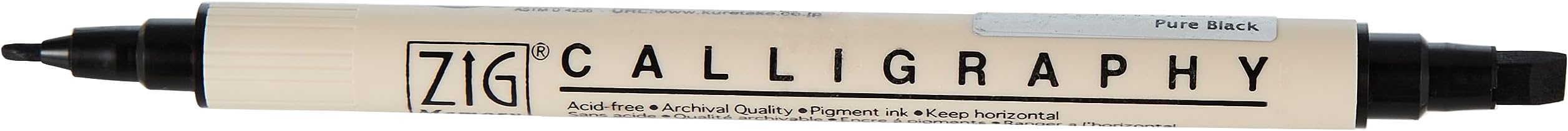 Zig Memory System Calligraphy Dual Tip Marker, Pure Black Pack of 6 (MS3400-010)